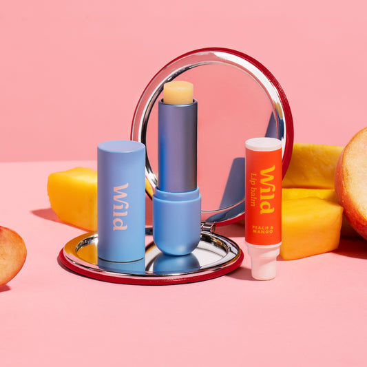 Powder Blue Lip Balm Case + Peach & Mango Refill starter pack