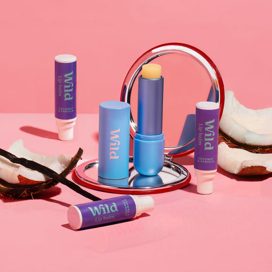 Powder Blue Lip Balm Case + Coconut & Vanilla Refill Trio Pack